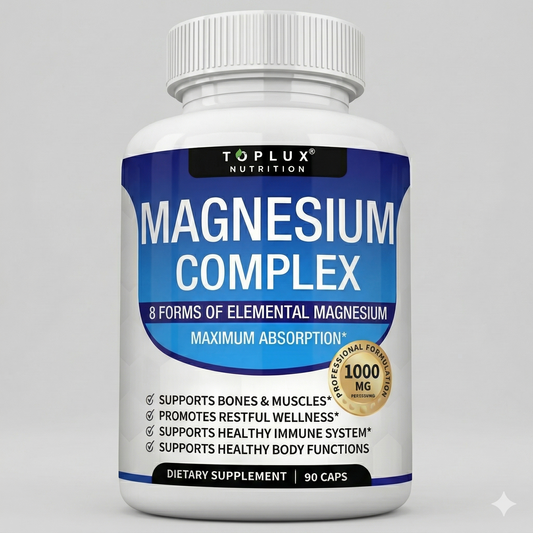 Magnesium Complex Toplux - 8 Tipos de Magnesio de Máxima Absorción (90 Cápsulas)