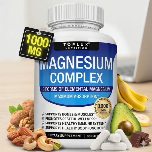 Magnesium Complex Toplux - 8 Tipos de Magnesio de Máxima Absorción (90 Cápsulas)